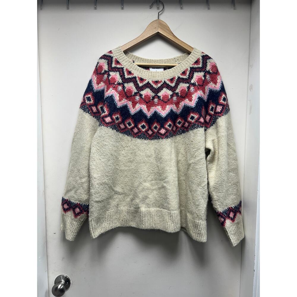 Fair Isle Sweater Cream Pink Old Navy 2X